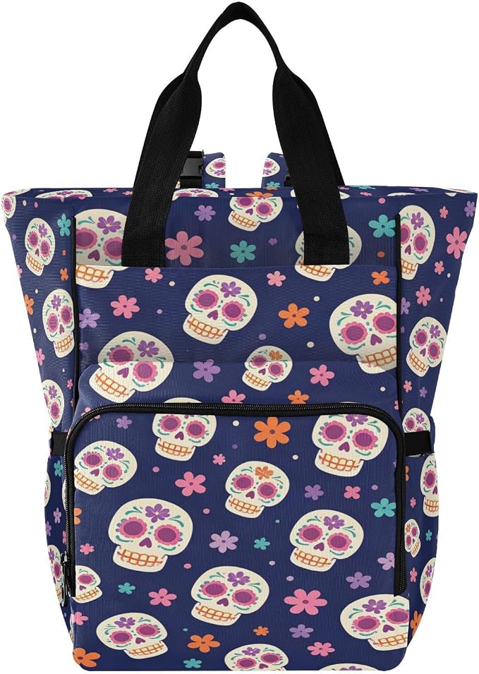 Cute Colorful Sugar Skulls Diaper Bag Stroller Straps Unisex Mom Dad