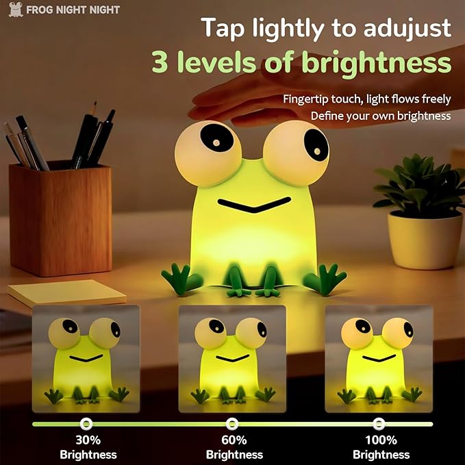 Frog Night Light for Kids, Dimmable Silicone Night Light for Nursery,Frog Lamp Suitable for Boys and Girls Room Decor