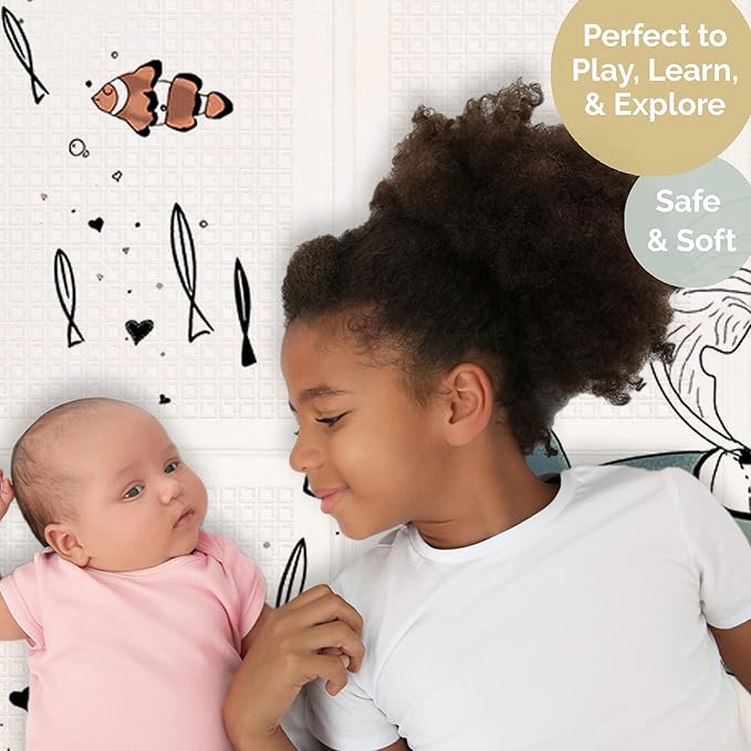 JumpOff Jo Foldable Foam Play Mat ??Large Waterproof Baby & Toddler Activity Floor Mat, Double-Sided 70 x 59 Inch Play Surface