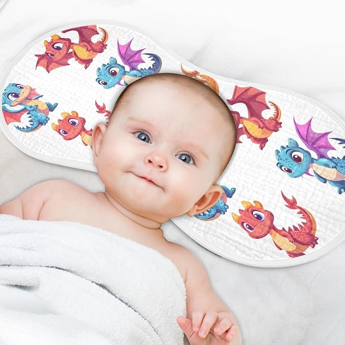 vvfelixl Baby Burp Cloths Cute Little Dragons Baby Newborn Cotton Burping Cloths Set Babys Washcloths 4 Pack
