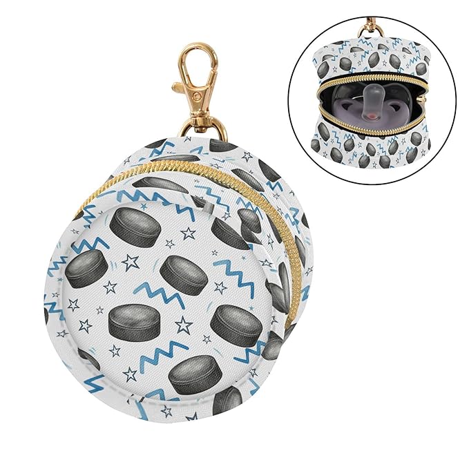 Ice Hockey Stars Print Pacifier Holder Case for Diaper Bag Portable Travel Pacifier Storage Case with Clip Newborn Baby Pouch for Outdoor Purse Baby Boys Girls