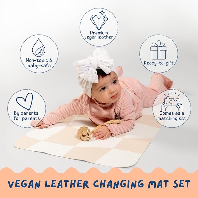 Portable Changing Mat with Reusable Waterproof Wet Bag, (16 x 30 Inches) Baby Changing Mat, Non-Toxic Changing Pad Portable Folds and Wipes Clean, Baby Changing Pad Travel (Floral)
