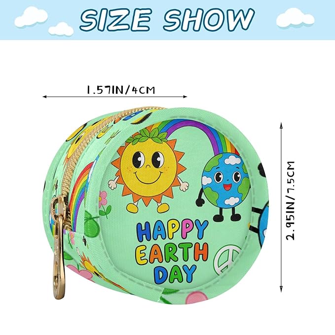Pacifier Holder with Clip Pacifier Case for Diaper Bag Round Baby Pacifier Pouch Box Bag Portable Earth Sun Rainbows Green