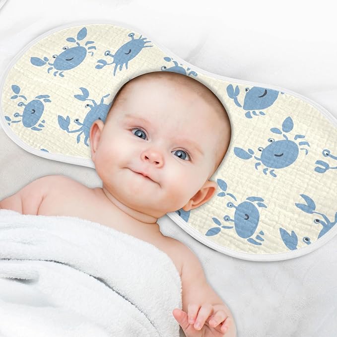 vvfelixl Muslin Burp Cloths Happy Crabs Baby Washcloths for Baby Girl Boys 2 Pack