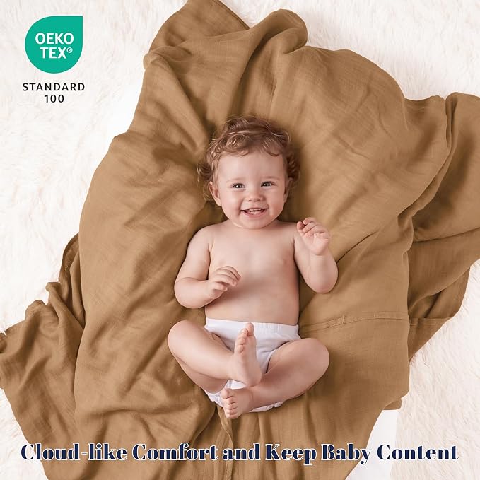 PHF Muslin Swaddle Blankets for Newborn, Large 47x 47 Inches 4 Pack Organic Soft Breathable Receiving Blankets, Skin-Friendly Muslin Baby Swaddles, Baby Essentials Shower Gifts, Leaf & Floral