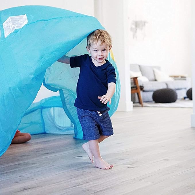 The Original Patented AirFort - Build A Fort in 30 Seconds, Inflatable Fort for Kids, Play Tent for 3-14 Years, A Playhouse Where Imagination Runs Wild, Fan not Included (Beach Ball Blue)