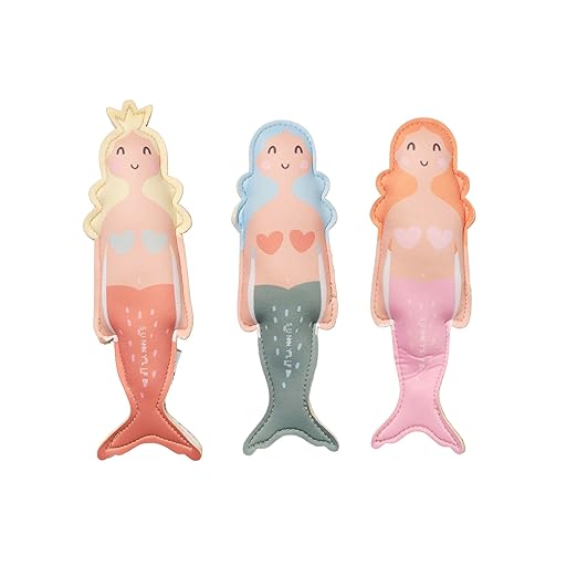 SUNNYLiFE Pool Dive Toys for Kids | Set of 3 Mermaid Diving Toys, Sand-Weighted Sinking Pool Toys for Toddlers Ages 3-8, Soft Natural Rubber Bath Toys - Dive Buddies Melody Mermaid Multi