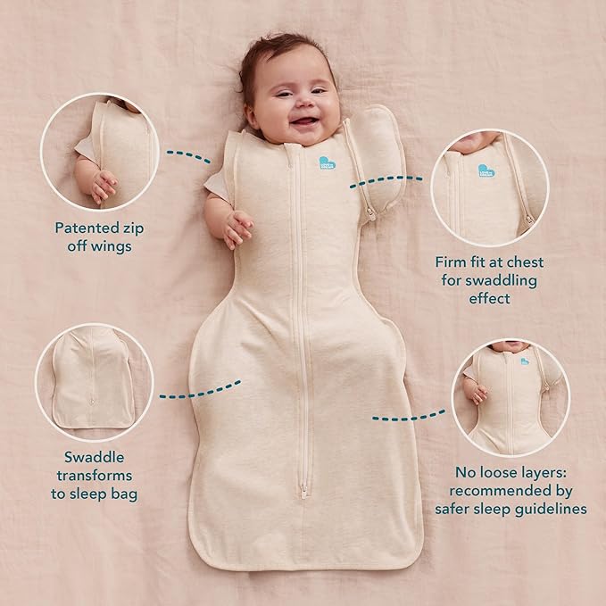 Early Roller Transition Swaddle Bag 1.0 TOG Cotton Oatmeal by Love To Dream