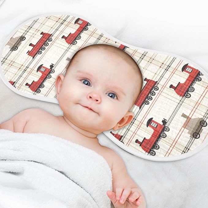 vvfelixl Baby Burp Cloths Intage Steam Train Baby Newborn Cotton Burping Cloths Set Babys Washcloths 4 Pack