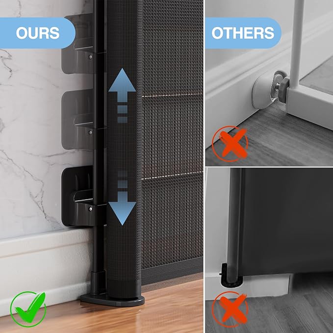 Retractable Baby Gates for Stairs No Drill, PRObebi Retractable Dog Gate Indoor Extends to 54" Wide 34" Tall, Child Gates for Doorways, Stair Gate Use for Outdoor, Hallways, Doorways, Deck, Porch