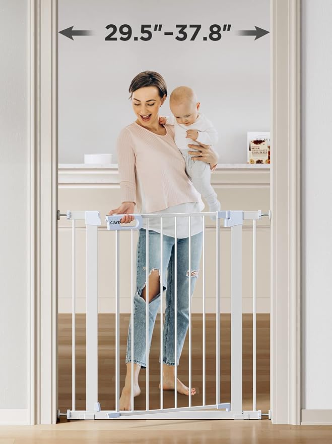 Ciays 29.5” to 37.8” Safety Baby Gate, Extra Wide Auto-Close Dog Gate for Stairs, Easy Walk Thru Indoor Pet Gate for Doorways and Rooms, 36in Tall
