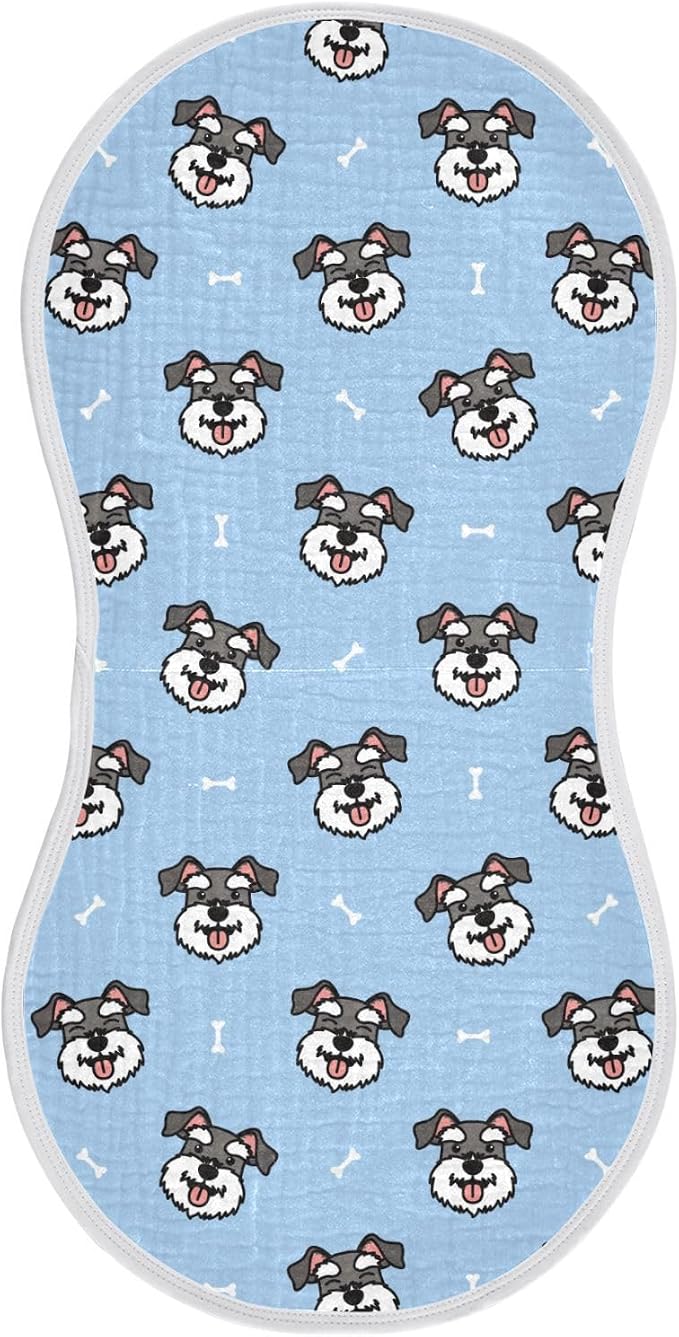 vvfelixl Baby Burp Cloths Miniature Schnauzer Dog Heads Baby Newborn Cotton Burping Cloths Set Baby Washcloths 4 Pack