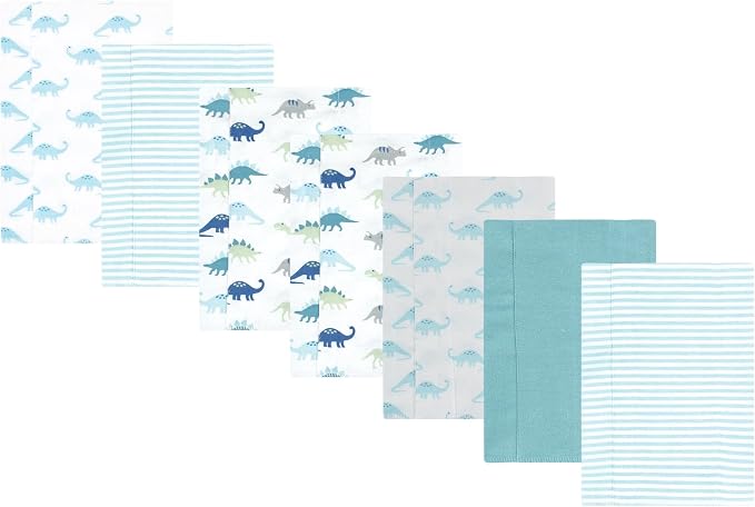 Luvable Friends Hudson Baby Flannel Burp Cloths 7pk, Soft Dino