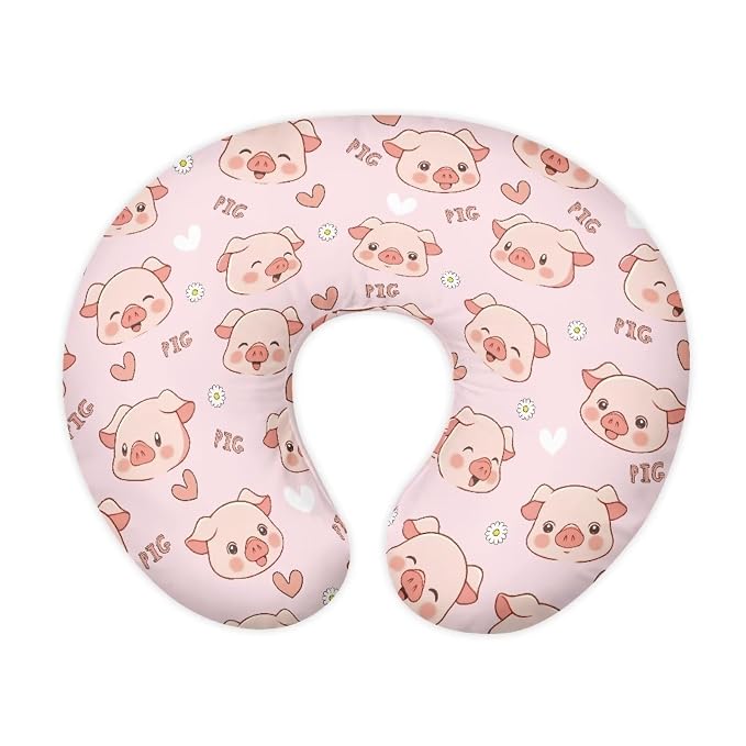 Pink Pigs Baby Feeding Pillow Cover Slipcover with Hidden Zipper Washable Comfortable Nursing Pillow Case Newborn Nursing Support Pillow Cover Easy to Put On & Remove