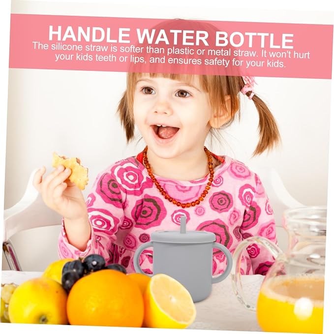 Silicone Straw Training Cup for Drinking Cup with Handles Transition From Bottle to Cup