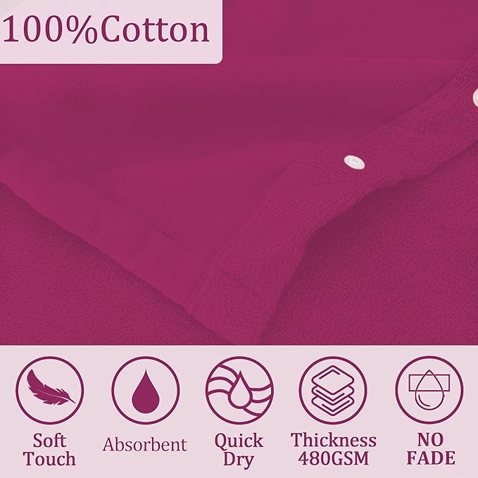 VOOVA & MOVAS Toddler Hooded Poncho Towel with Bear Ear, 0-24Months | 100% Cotton, Ultra-Soft & Absorbent | Gentle for Sensitive Skin, Bath, Pool & Beach Towel | Newborn, Rose Red