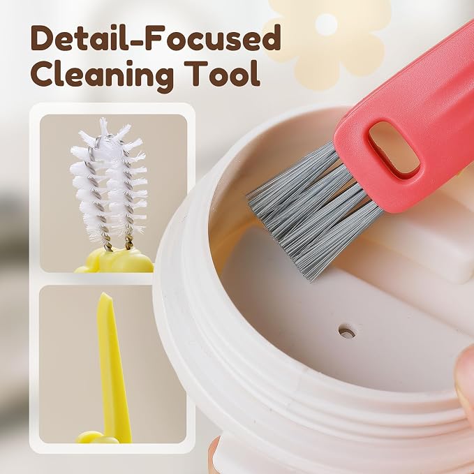 Upgraded 3 in 1 Cup Lid Cleaning Brush, 2026 New Multifunctional Lid Cleaner Brush, Portable Crevice Cleaning Brush Set for Baby Bottle Gap Tight Spaces