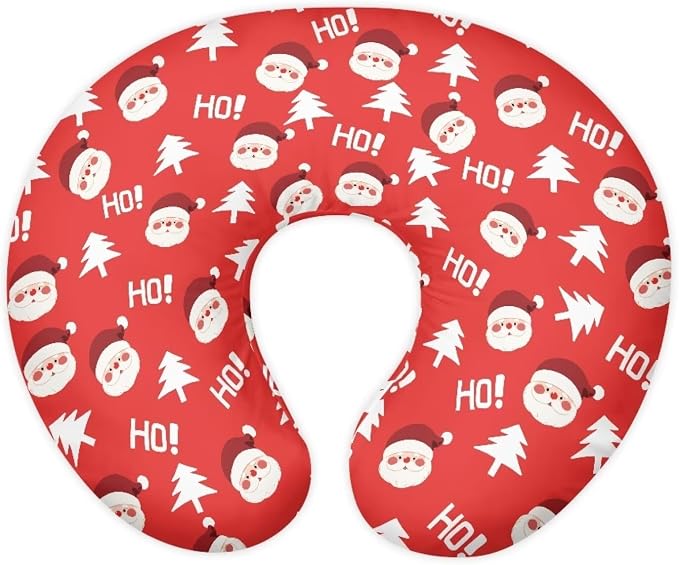 Santa Claus Christmas Tree Nursing Pillow Detachable Newborn Original Breastfeeding Slipcover Case and Positioner Removable Head Support Protector Cushion Essential with Hidden Zipper
