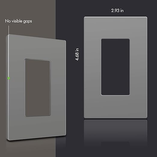 ENERLITES Grey Screwless Decorator Wall Plate Child Safe Outlet, Size 1-Gang 4.68" H x 2.93" L Switch Cover, Unbreakable Polycarbonate Thermoplastic, SI8831-GY, Glossy, Gray