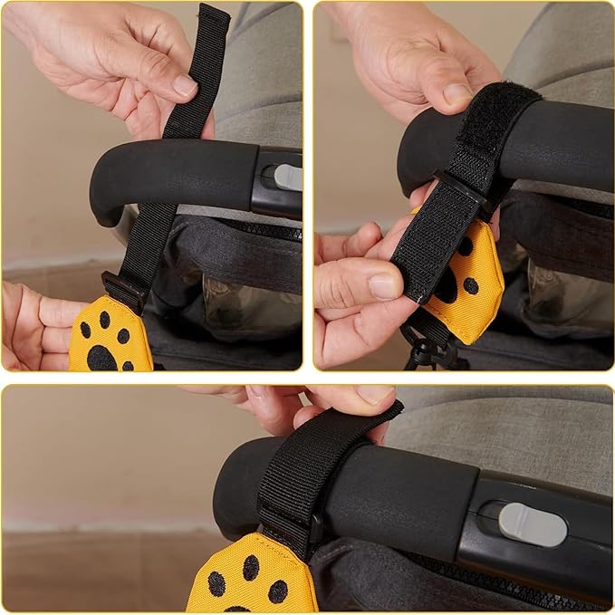 SUNVENO Kitty Stroller Organizer Bag ??Universal Baby Stroller Caddy with 2 Cup Holders, Adjustable Straps, Waterproof Oxford, Lightweight Travel Accessory for Strollers, Prams & Pushchairs,Yellow