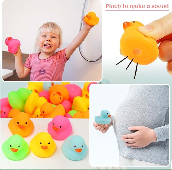 50pcs Mini Rubber Ducks Bath Toys, Multicolor Rubber Duckies Bulk, Mini Ducks Hiding for Cruise Ship Party Favors Shower Decorations Ducky Themed Pool Squeeze Games Classroom Prize