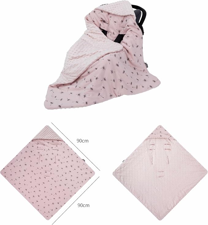HOUSBAY Baby Blanket Newborn Blanket with Hooded Windproof Go Outside Warm Portable Swaddle Wrap in Basket Baby Safety Seats (Light Pink)