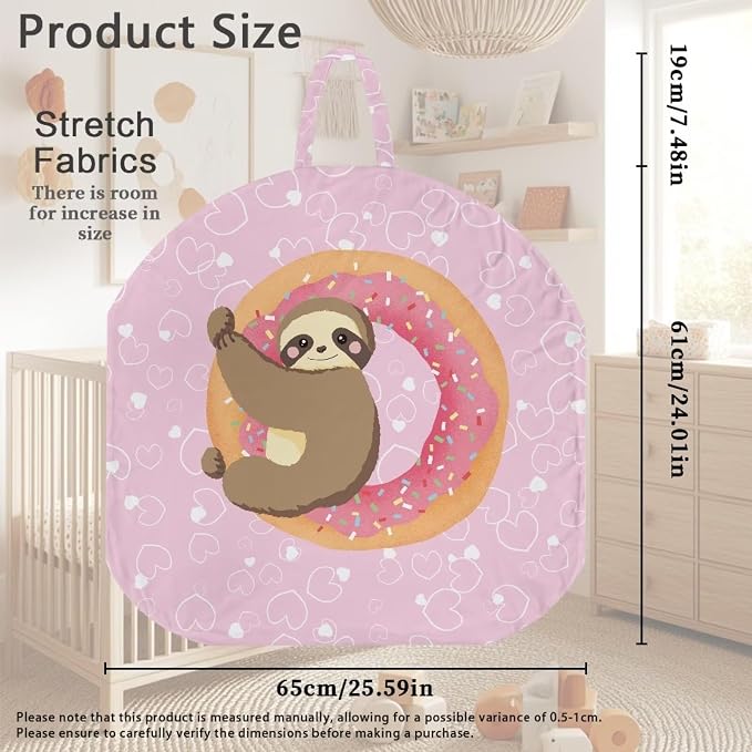 Donut Sloth Pillow Cover Breastfeeding Pillow Slipcover for Baby Boys & Girls Nursing Pillow Case for Newborn Soft Fabric Fits Snug On Infant Washable & Breathable
