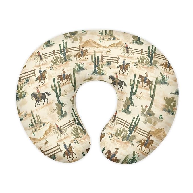 West Cowboy Horse Baby Breastfeeding Pillow Slipcover for Newborn Boys & Girls Soft Breathable Nursing Pillow Support Cover with Hidden Zipper Easy to Use & Install