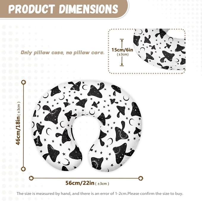 Nursing Pillow Cover Stretchy，Breastfeeding Pillow Slipcover for Baby Girls，Starry Sky and Mushrooms,Soft Snug Fits On Newborn Feeding Pillow Case