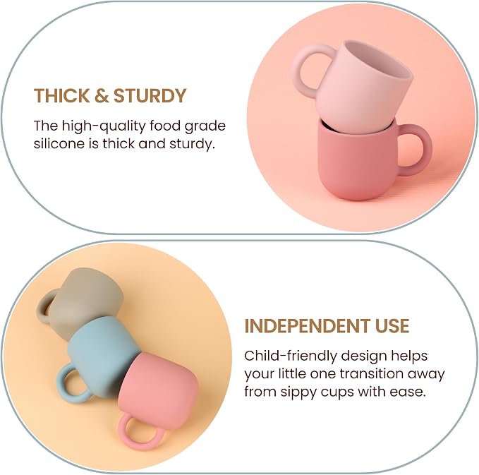Pack of 2 Silicone Drinking Mug Cup for Toddler Kids and Children (Color 3)