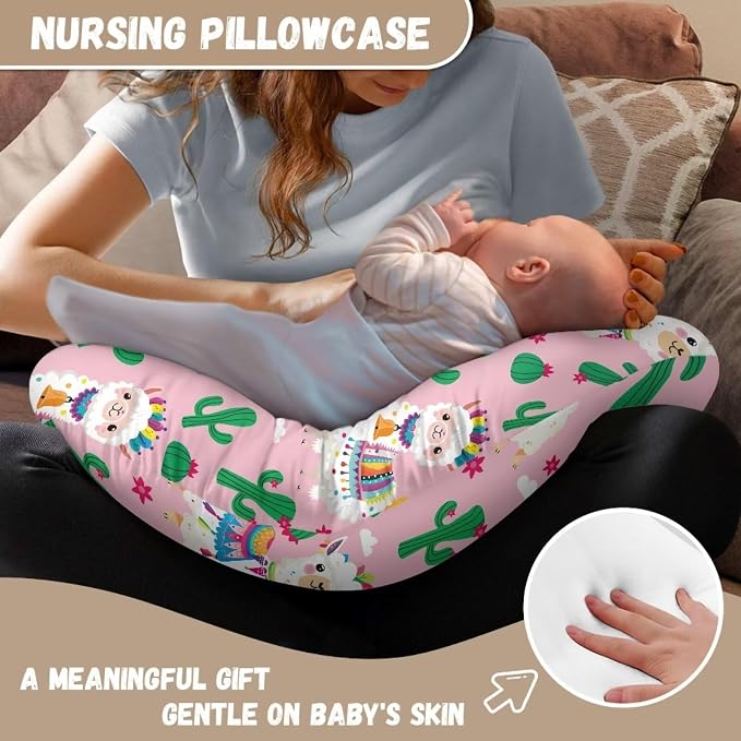 Alpaca Cactus Breastfeeding Pillow Cover Ultra Soft Comfortable Breastfeeding and Bottle Feeding Cover for Baby Boy and Girls Christmas Gift & Decor