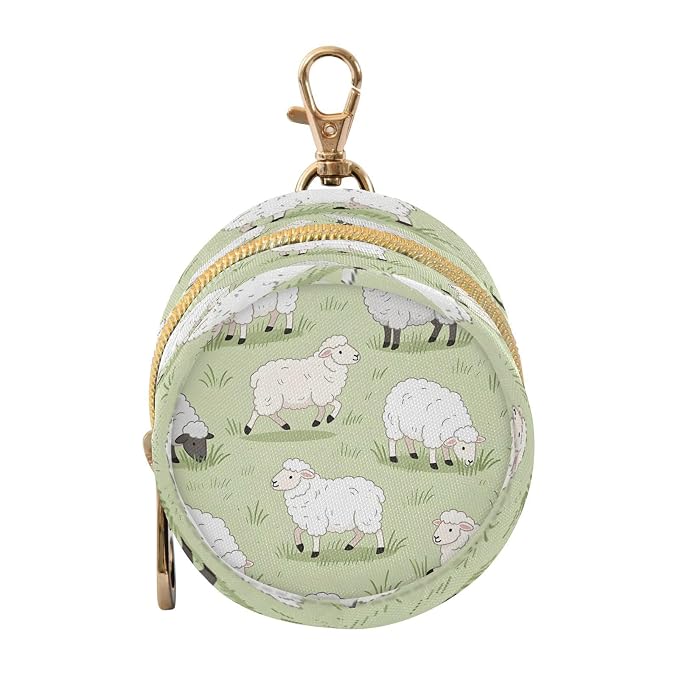Kigai Pacifier Holder for Diaper Bag & Stroller Cute Sheep Portable Pacifier Case with Clip & Zipper Travel Binky Holder Pouch Baby Essentials for Boys & Girls