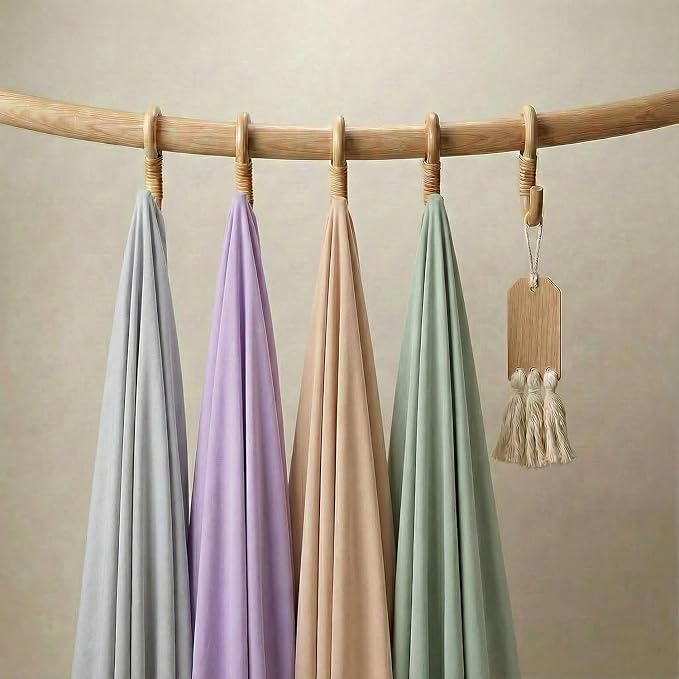 Large Jersey Knitted Swaddle Blanket for Baby, Soft Stretchy Receiving Blanket for Newborns with Hat, Baby Nursery Swaddle 47 x 47 inches(Muted Fawn)