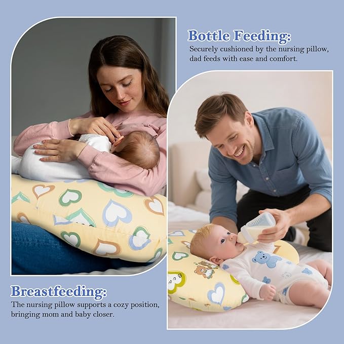 Nursing Pillow & Breastfeeding Pillow ??Ergonomic C-Shape for Breastfeeding & Bottle Feeding, Standard Size Breathable with Washable Cover, Hypoallergenic,Tummy Time & Sitting Support (0-12 Months)