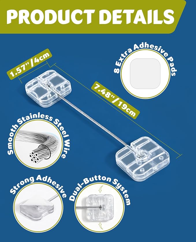 Maveek 4 Pack Baby Proofing Locks Clear, Child & Pet Proof Lock for Cabinet | Dual-Button Fridge Locks Drawer Cupboard Toilet Closet Dresser Kitchen Refrigerator Door Latch For Babies 0-24M