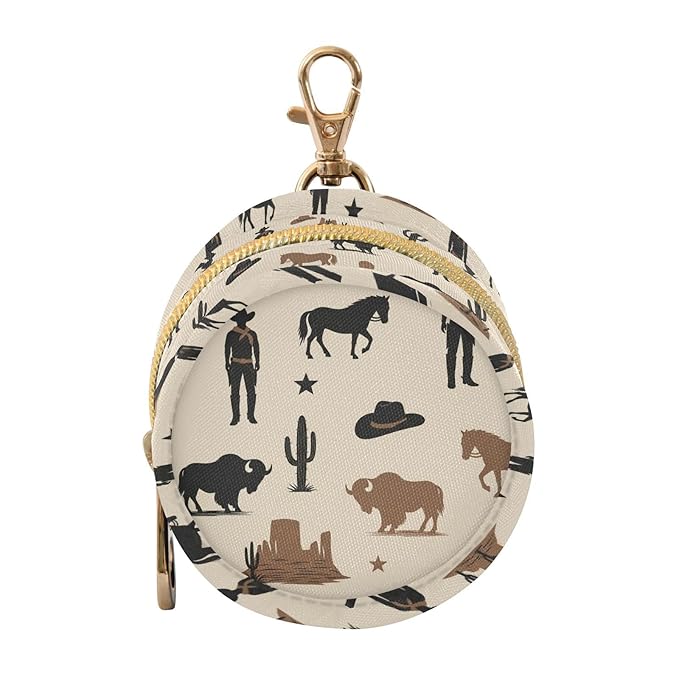 Western Cowboy Beige Pattern Pacifier Holder Case Newborn Pacifier Storage Pouch for Boys Girls Easy Attach to Diaper Bag Portable Baby Essentials Container