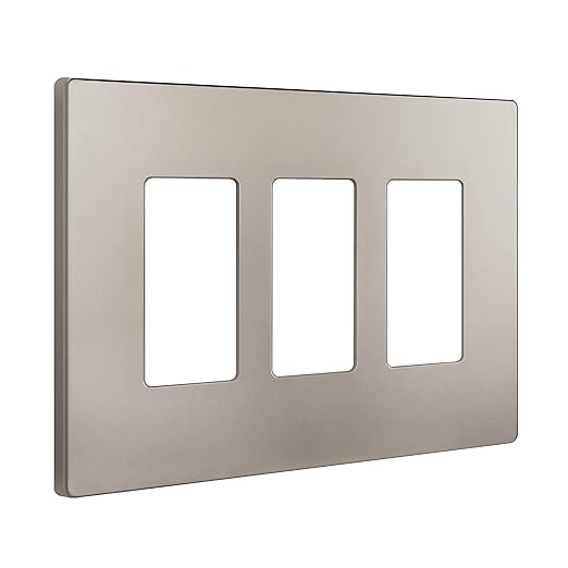ENERLITES Screwless Triple Decorator Switch Cover, Three Gang Wall Plate, Gloss Finish, Mid-Size 3-Gang 4.88" x 6.77", Unbreakable Polycarbonate Thermoplastic, UL Listed, SI8833M-NK, Nickel