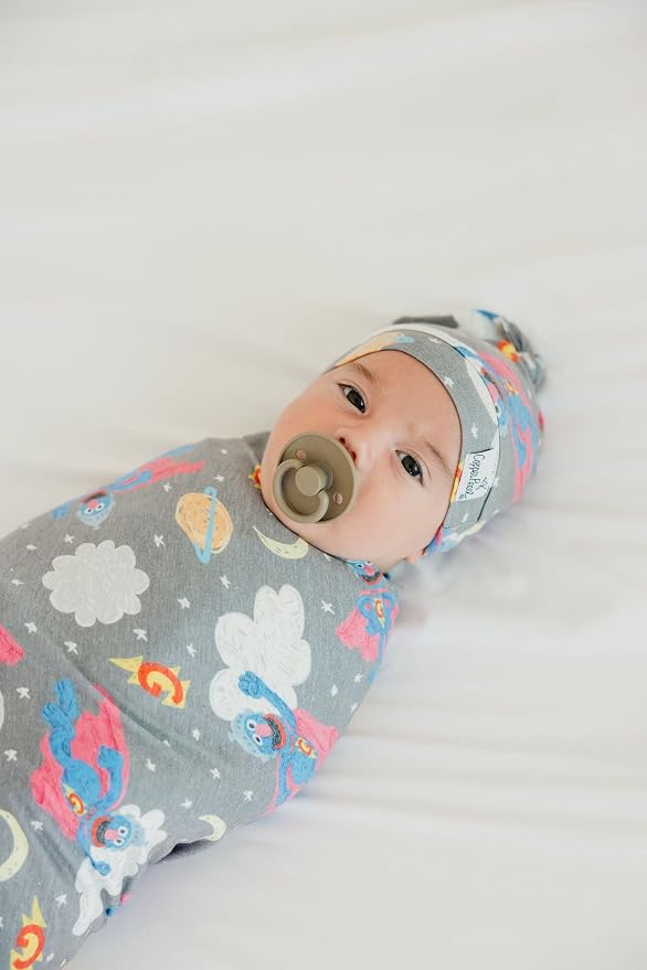 Copper Pearl Swaddle Blankets for Newborns | Soft Stretchy Receiving Blankets for Boys and Girls | Large 46 x 46 Inch Baby Blankets | Lightweight and Breathable Swaddles | Super Grover