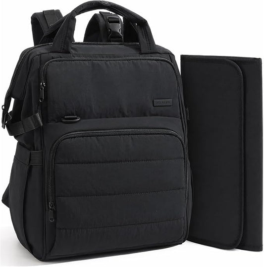 BELALIFE Baby Diaper Backpack Bag, Baby Essentials Travel Backpack for Moms Dads, with Changing Pad, Insulated Bottle Holders & Stroller Straps, Black