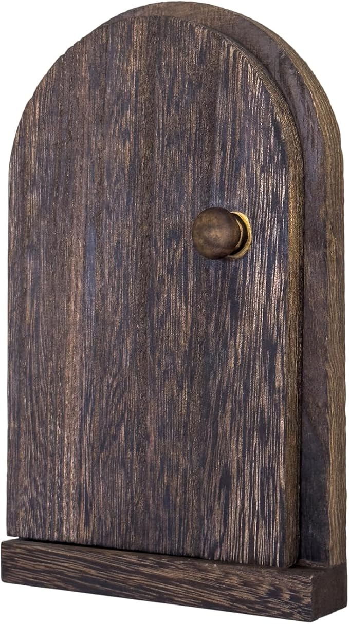 Self-Adhesive Outlet Cover ??A Creative Wooden Cover that Conceals Wall Plates??Switches?�Stains?�Wall holes and Protects Child ??Elf Door for Wall ??7.87 Inch Tall Fairy Door (Paulownia)