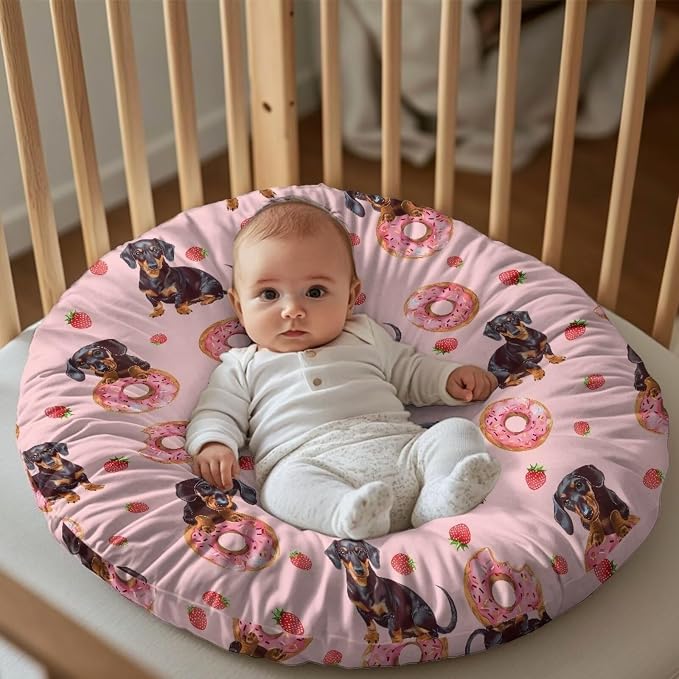 Donut Dachshund Nursing Pillow Cover Soft Breathable Feeding Pillow Slipcover for Breastfeeding Moms Fits Standard Infant Nursing Pillow for Boys and Girls Pillow Not Included