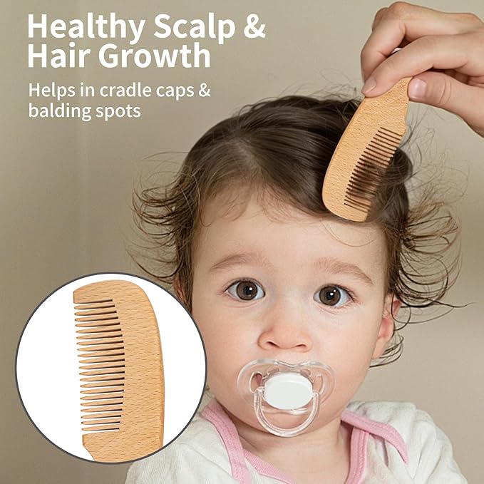 Personalized Wooden Hair Brush Set with Soft Goat Bristles - Perfect for Newborns, Toddlers, and Cradle Cap, Ideal Baby Registry Gift