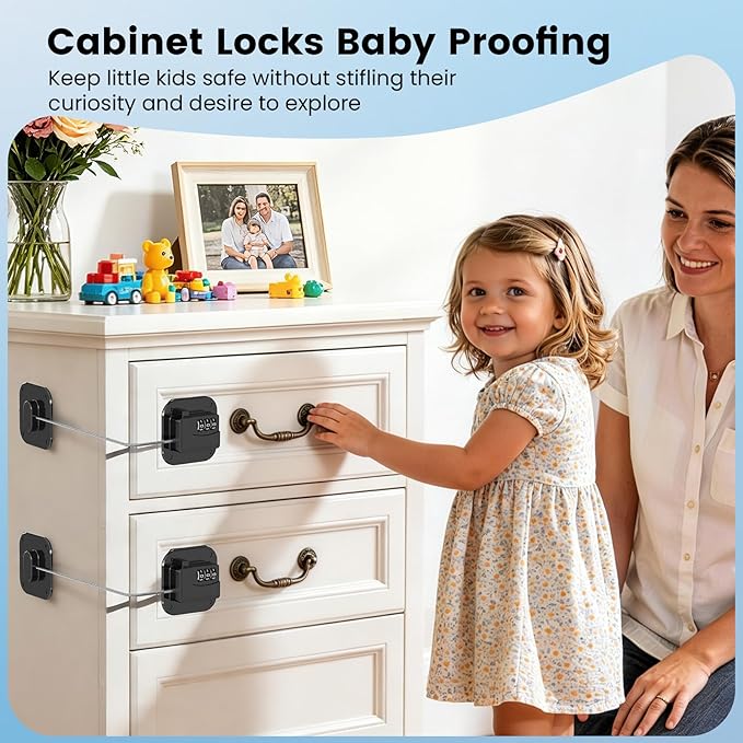 1PACK Mini Fridge Lock with Code, Refrigerator Locks, Cabinet Locks Baby Proofing, Combination Lock for Refrigerator, Freezer, Cabinets, Drawers, Doors and Windows, NO DRILLING