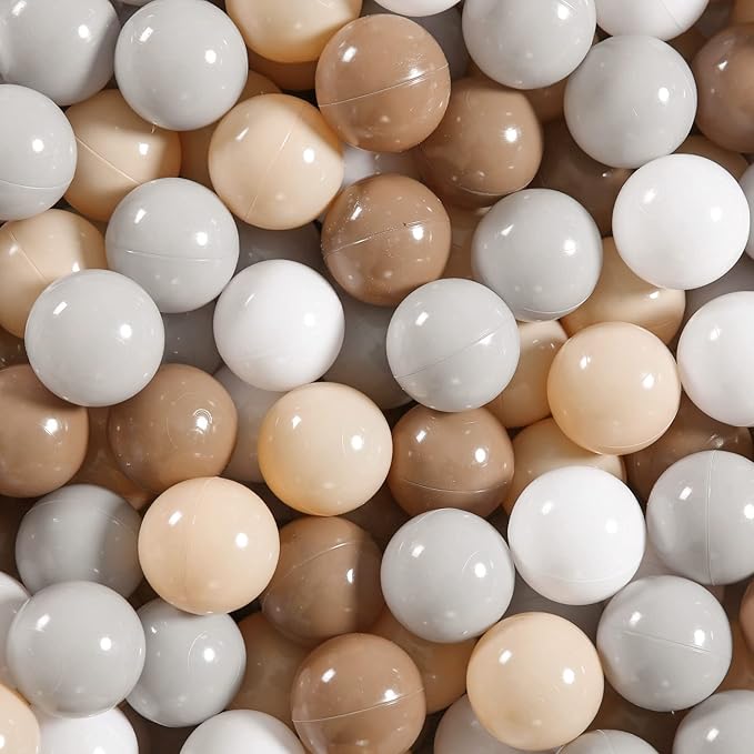 GOGOSO Balls for Ball Pit - Plastic Ball for Toddlers 1-3, Baby Kids Ball Pool Decoration 50 100 200 300 500 1000 (Grey+Coffee+ Beige+White, 200 Balls)