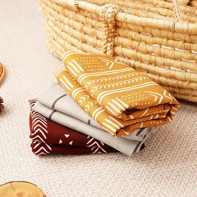 Muslin Swaddle Blankets for Baby Boys and Girls,3 Pack Breathable Soft Receiving Blanket,Large 43.3X 43.3 inches,Newborn Essentials Must Haves(Geometry)