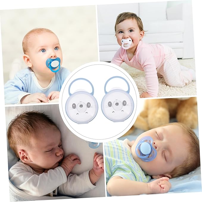 ERINGOGO 2Pcs Portable Cartoon Storage Container with Carry Loop Durable Material Pacifier Case for Home and Travel Keeps Pacifiers Clean and Tidy