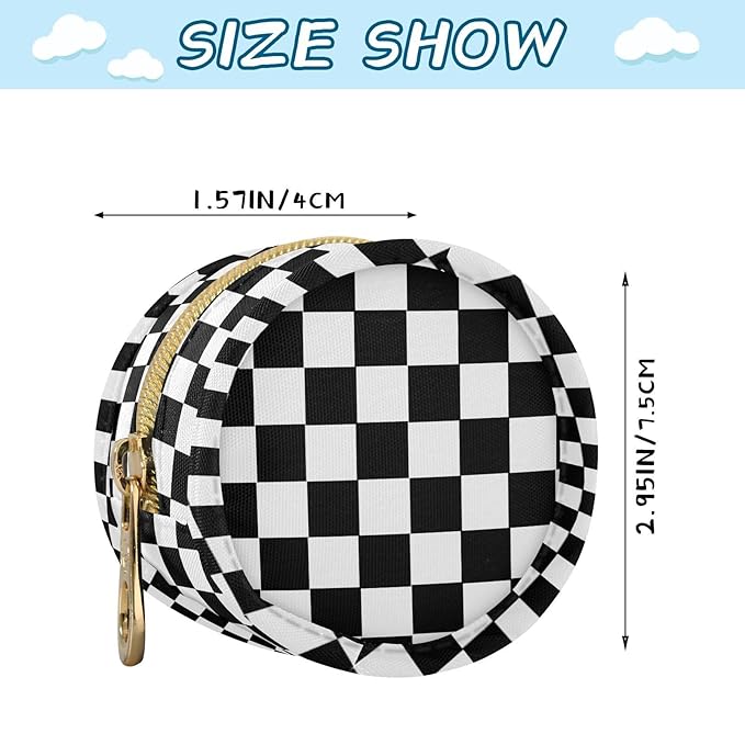 Checkered Plaid Black Print Pacifier Holder Case with Metal Clip Portable Pacifier Storage Container for Boys Girls