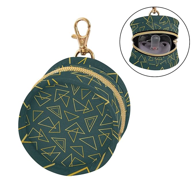 Triangle Polyester Pacifier Holder Case Portable Container Accommodate Baby Binky Cover Pouch Pacifiers Storage Case with Circular Buckle