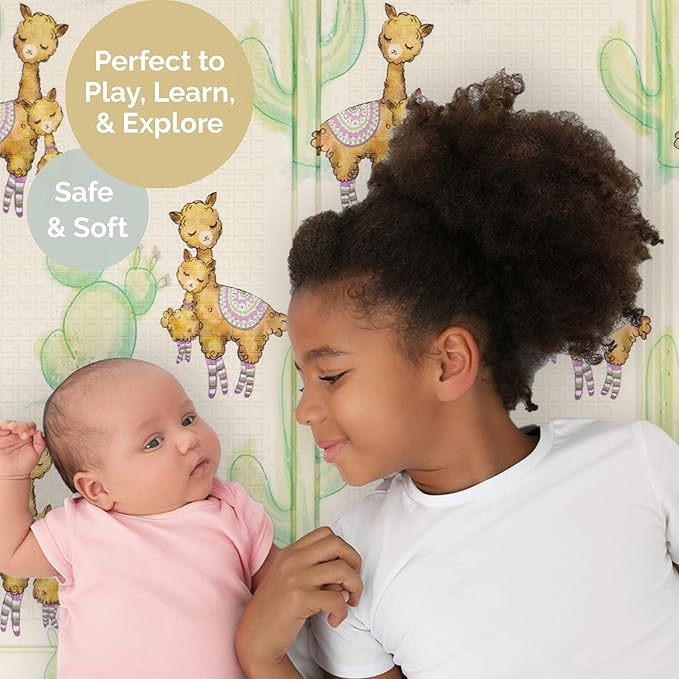 JumpOff Jo Foldable Foam Play Mat ??Large Waterproof Baby & Toddler Activity Floor Mat, Double-Sided 70 x 59 Inch Play Surface
