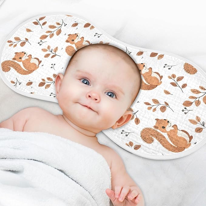 vvfelixl Cute Squirrel with Tail Burp Cloths for Baby Boy Girls Baby Washcloths Burp Rags 1 Pack